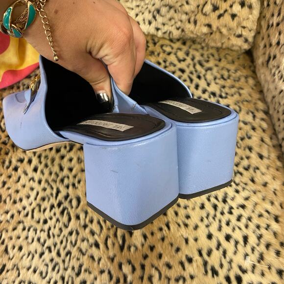 Neil Rodgers Laura Leather Chain Link Accent Mule Slip On Blue 41 - Picture 5 of 6